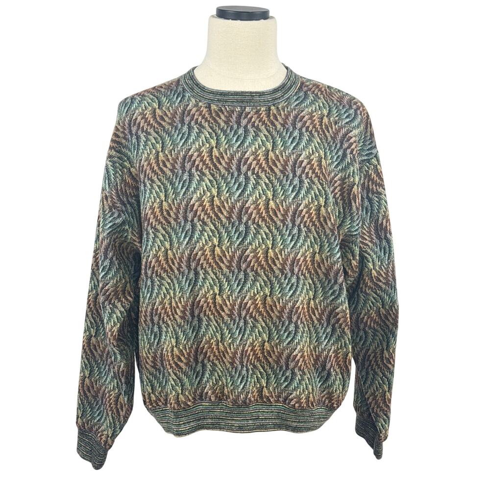 Vintage 90s Jhane Barnes Multicolor Abstract Wool Sweater Men’s XL